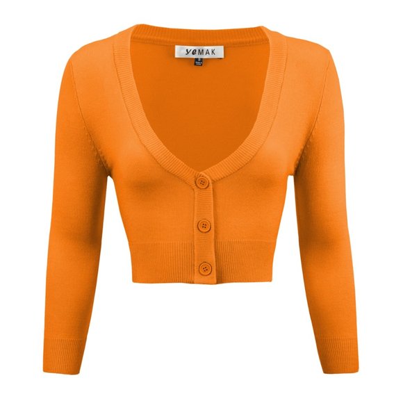Yemak Cropped Bolero Cardigan In Light Orange - Picture 3 of 3